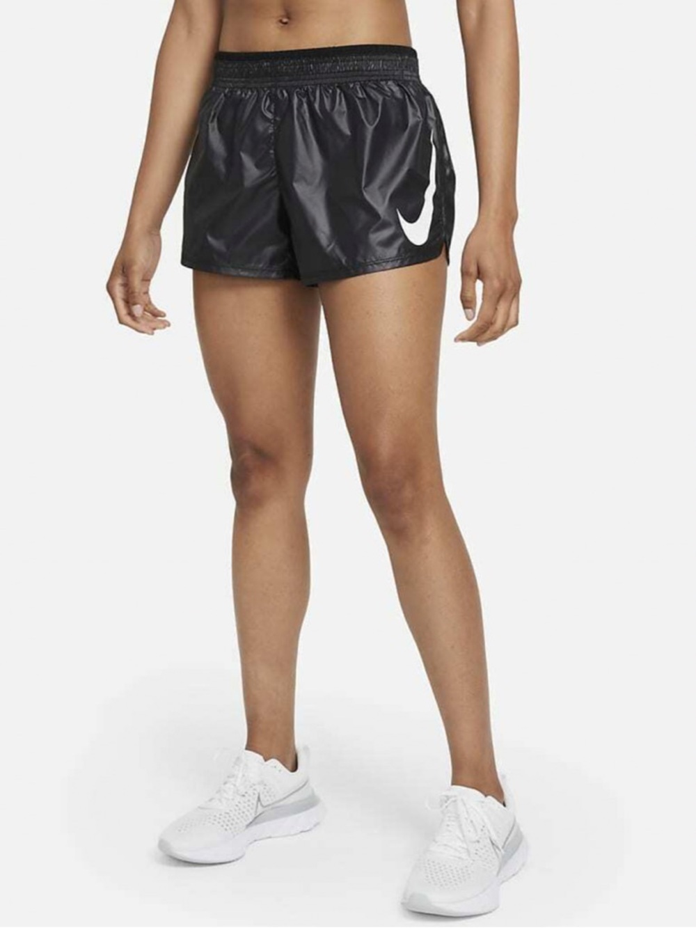 Nike Swoosh Running Shorts Lined Standard Fit Black White